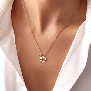 Zodiac Necklace • Zodiac and Birthstone Necklace • Astrology Necklace • Constellation Necklace •