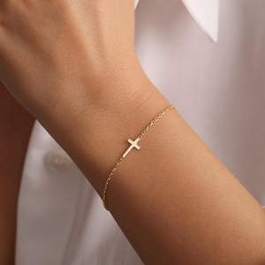 Cross Bracelet • Gold Cross Bracelet • Dainty Cross Jewelry