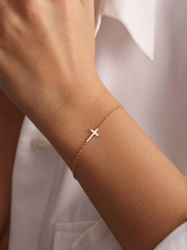 Cross Bracelet • Sterling Silver Cross Bracelet • Dainty Cross Bracelet • Cross Jewelry • Communion