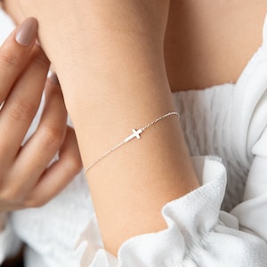 CROSS BRACELET,
SILVER CROSS BRACELET,
DAINTY CROSS BRACELET, 
FIRST COMMUNION GIFT FOR GIRL.