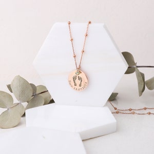 Solid Silver Actual Baby Footprint Necklace • Actual Baby Handprint Necklace • Baby Keepsake  •