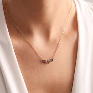 Birthstone Necklace • Family Birthstone Necklace for Mom • Push Present Necklace  •