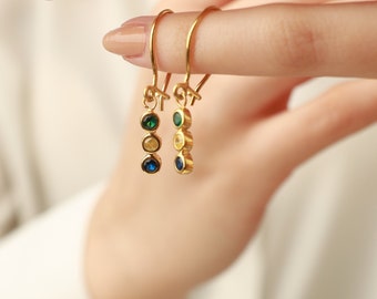 925 Sterling Silver Birthstone Earrings for Mom • Family Birthstone Earring • Custom Christmas Gift •
