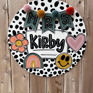 Teacher door hanger, classroom door hanger, back to school, retro door hanger, personalized door hanger, groovy classroom, classroom decor