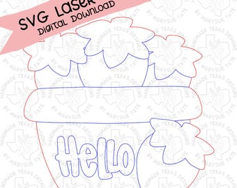 SVG laser cut file, Door hanger svg, strawberry door hanger svg, bunch of strawberries svg, Spring laser cut file