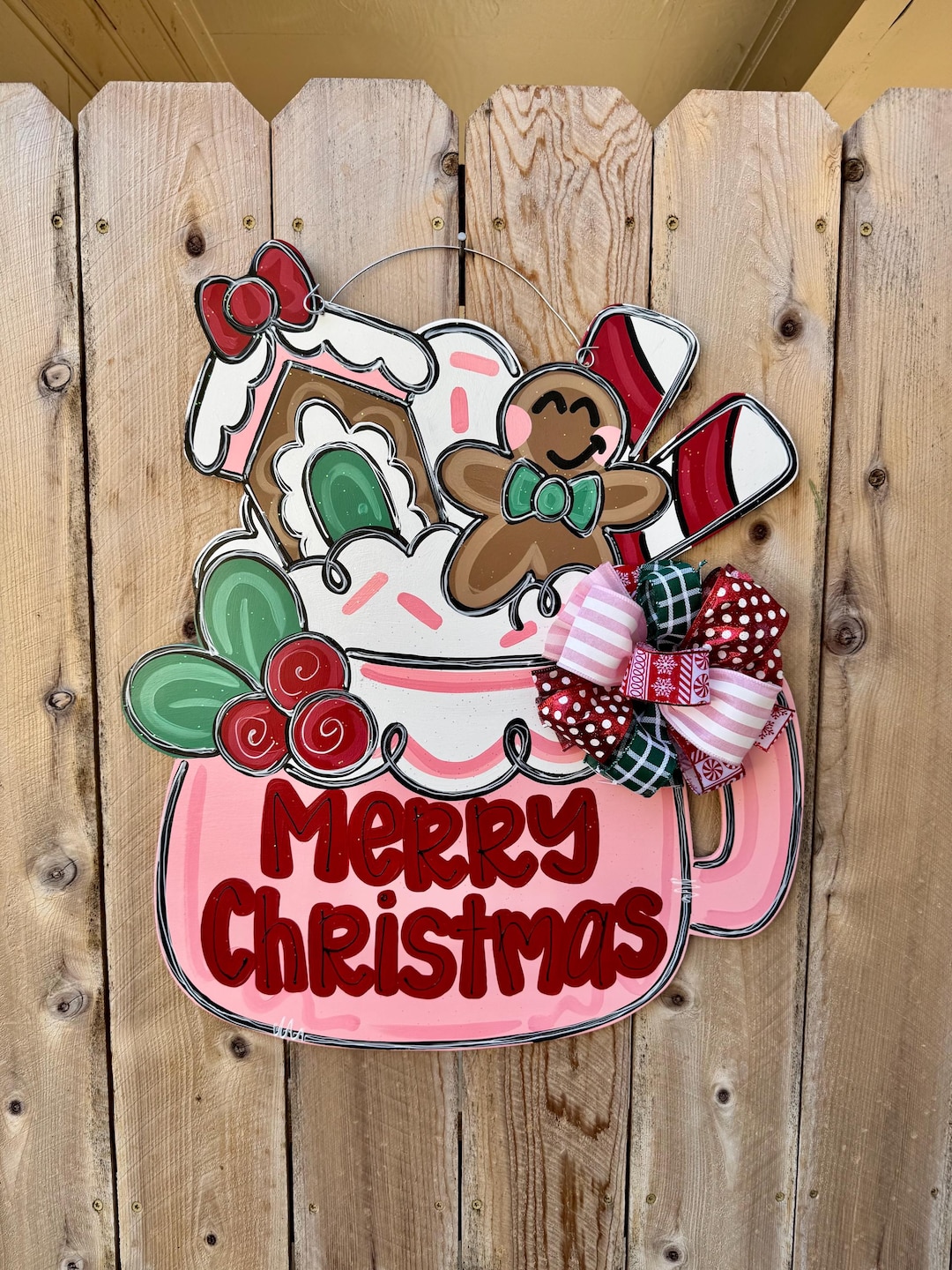 Christmas Door Hanger, Gingerbread House Door Hanger, Whimsical ...