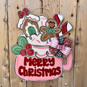 Christmas door hanger, gingerbread house door hanger, whimsical Christmas gingerbread door hanger, candy land Christmas decor