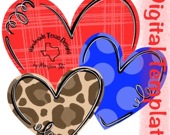 Door hanger template, patriotic door hanger template, heart door hanger template, summer door hanger template, digital template