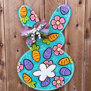 Handmade Easter Bunny Door Hanger, Spring Decor