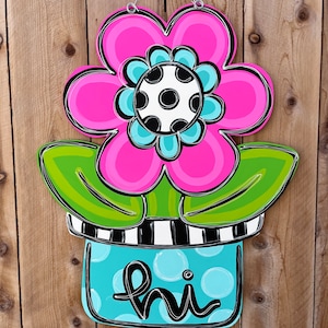 Fun flower door hanger, Flower door hanger, Unique door hanger, spring door hanger, Funky flower door hanger, summer door hanger
