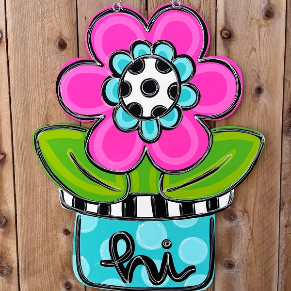 Fun flower door hanger, Flower door hanger, Unique door hanger, spring door hanger, Funky flower door hanger, summer door hanger