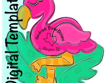 Door hanger template, flamingo door hanger template, tropical door hanger template, summer door hanger template, digital template