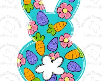 Bunny Door Hanger Template, Easter Floral Design (Digital Template)
