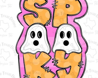 Door hanger template, Halloween door hanger template, groovy ghost door hanger template, fall door hanger template, digital template
