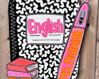 Teacher door hanger, classroom door hanger, back to school, library door hanger, personalized door hanger, English class, classroom decor
