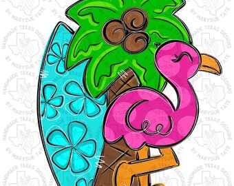 Door hanger template, summer door hanger template, flamingo door hanger template, beach door hanger template, digital template