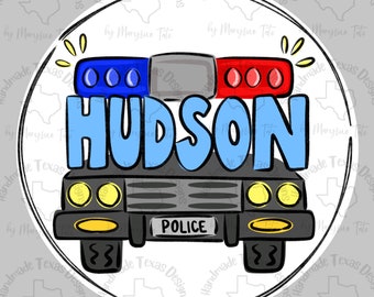 Door hanger template, police car door hanger template, boys bedroom door hanger template, digital template