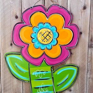Fun flower door hanger, Flower door hanger, Unique door hanger, spring door hanger, Funky flower door hanger, summer door hanger