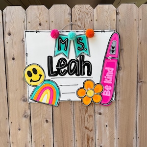 Teacher door hanger, classroom door hanger, back to school, retro door hanger, personalized door hanger, groovy classroom, classroom decor