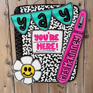Teacher door hanger, classroom door hanger, back to school, retro door hanger, personalized door hanger, groovy classroom, classroom decor