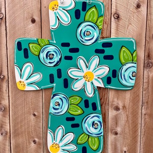 Cross Flowers Thin Door Hanger main image 0