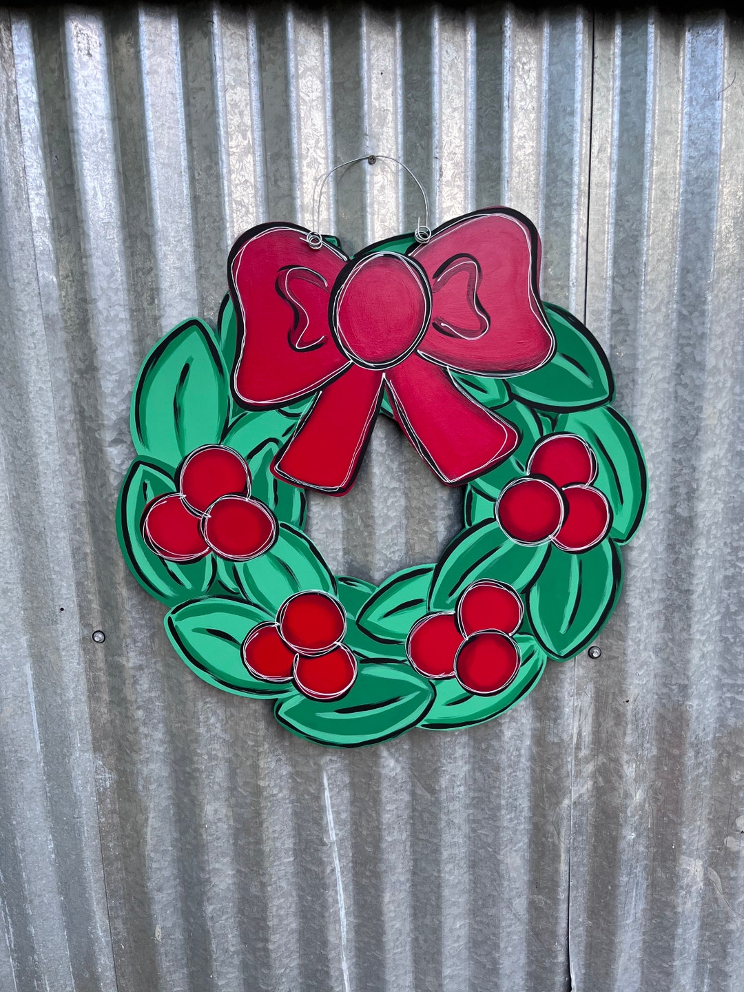 Christmas Door Hanger, Wreath Door Hanger, Christmas Wreath, Whimsical