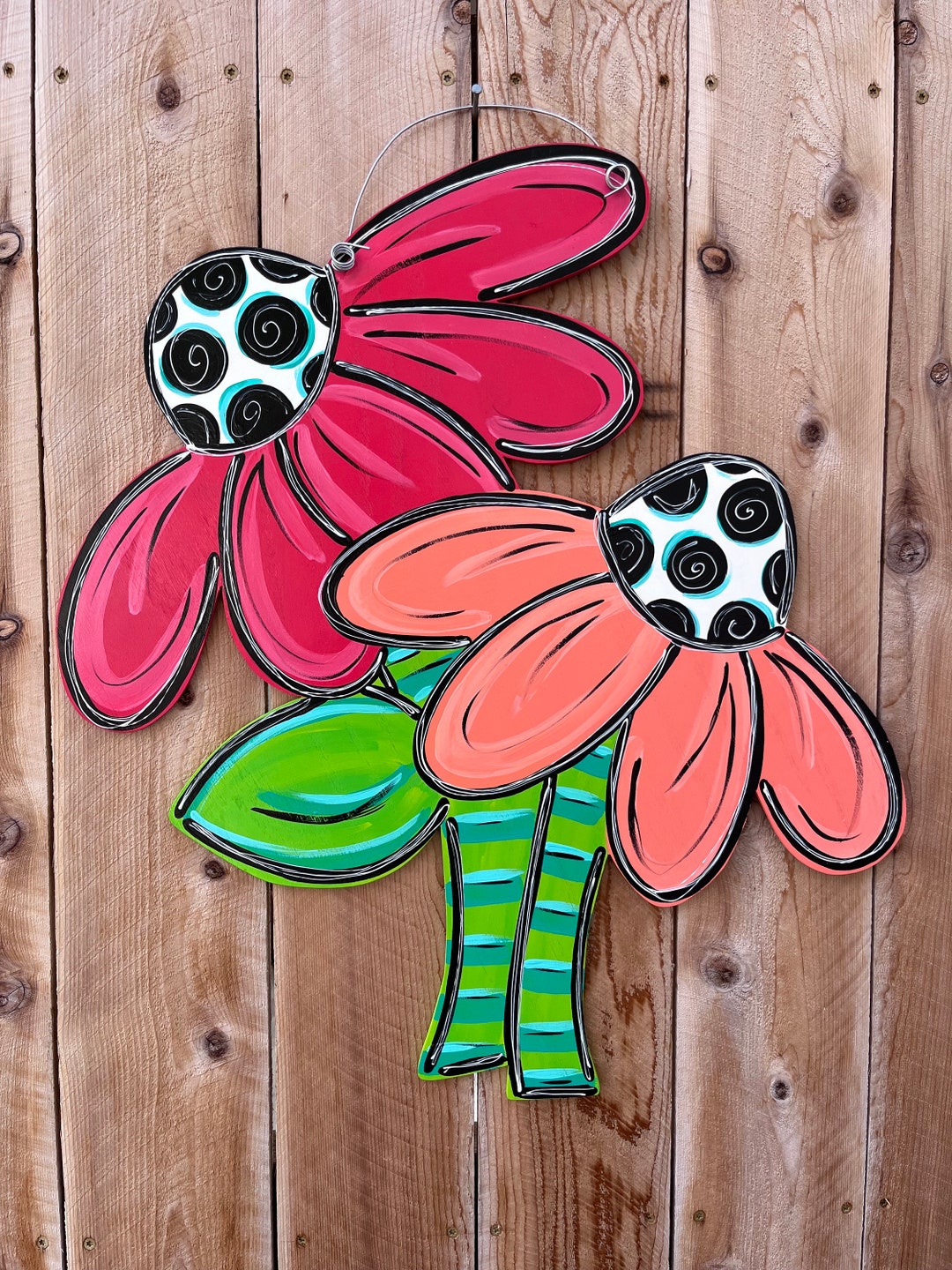 Fun Flower Door Hanger, Flower Door Hanger, Unique Door Hanger, Spring