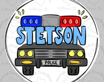 Door hanger template, police car door hanger template, boys bedroom door hanger template, digital template