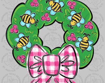 Door hanger template, bee wreath door hanger template, bee door hanger template, spring door hanger template, digital template