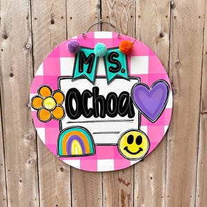 Teacher door hanger, classroom door hanger, back to school, retro door hanger, personalized door hanger, groovy classroom, classroom decor