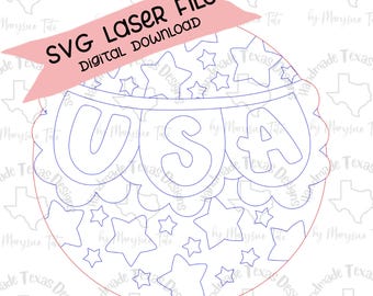 SVG laser cut file, Door hanger svg, patriotic door hanger svg, American flag svg, 4th of July SVG, Spring laser cut file