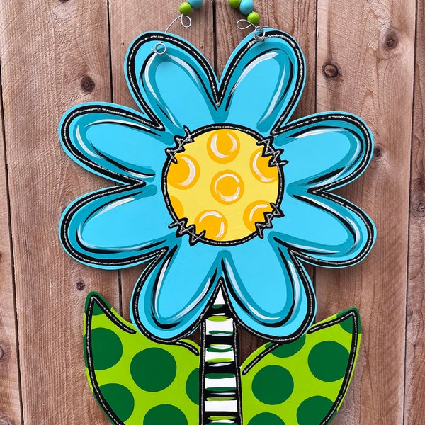 Fun flower door hanger, Flower door hanger, Unique door hanger, spring door hanger, Funky flower door hanger, summer door hanger