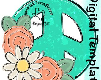 Door hanger template, Peace sign door hanger template, flower door hanger template, spring door hanger template, digital template