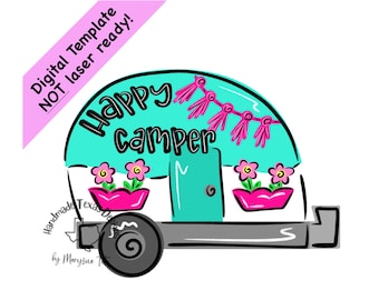 Door hanger template, camper summer door hanger template, happy camper door hanger template, camper template, digital template