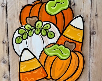 Handmade Rustic Pumpkin Door Hanger: Whimsical Fall Decor
