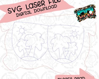 SVG laser cut file, Door hanger svg, sunglasses door hanger svg, summer svg, palm tree laser cut file