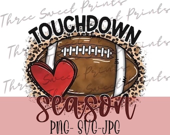 Touchdown Season Football PNG, Cheetah Print, Game Day SVG (Digital Download)