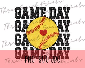 Game Day Softball PNG SVG JPG, Sports Girl (Digital Download)