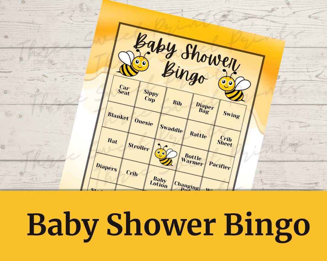 Bee Baby Shower Bingo, Baby Shower Bingo, Printable Bingo Cards, Baby