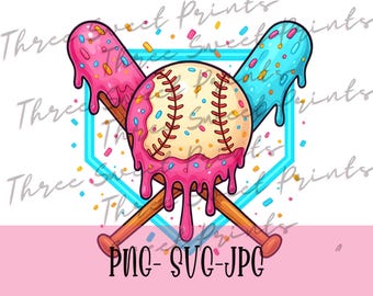 Baseball Ice Cream Drip png, Baseball Ice Cream Drip svg, Baseball png, Drip png, Baseball bat drip png, Ice Cream Drip png, Trendy Baseball