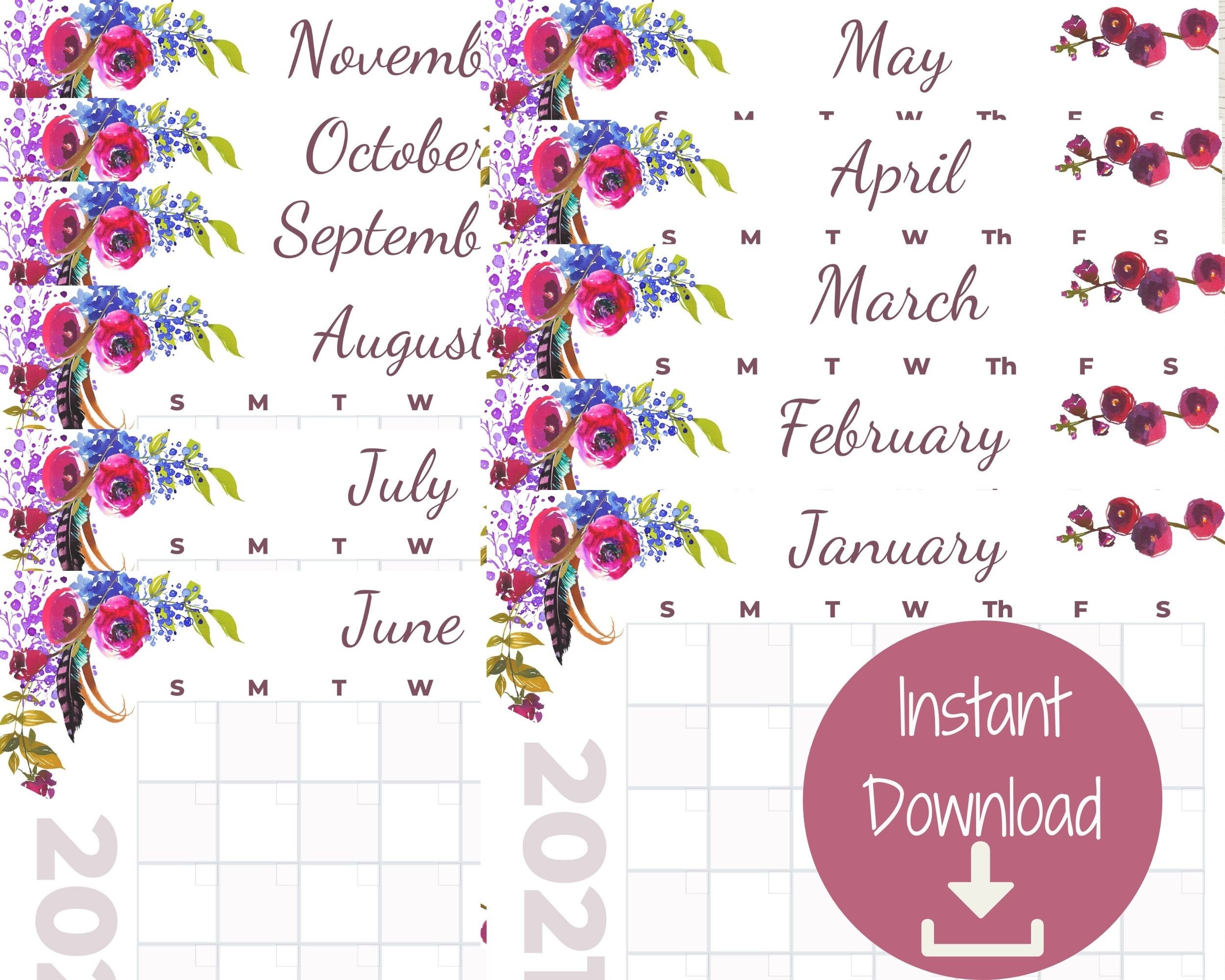 2021 Full Year Berry Calendar Etsy