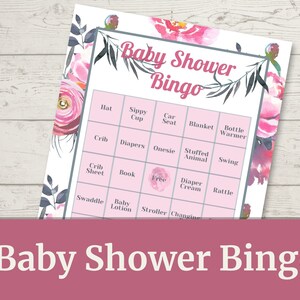 Blush & Gray Baby Shower Bingo, Baby Shower Bingo, Printable Bingo Cards, Baby Shower Bingo Game