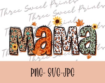 Fall Mama Leopard Print Design (PNG, SVG, JPG)