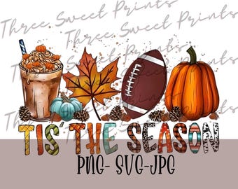 Tis the Season Football Design, Fall Game Day (PNG, SVG, JPG)