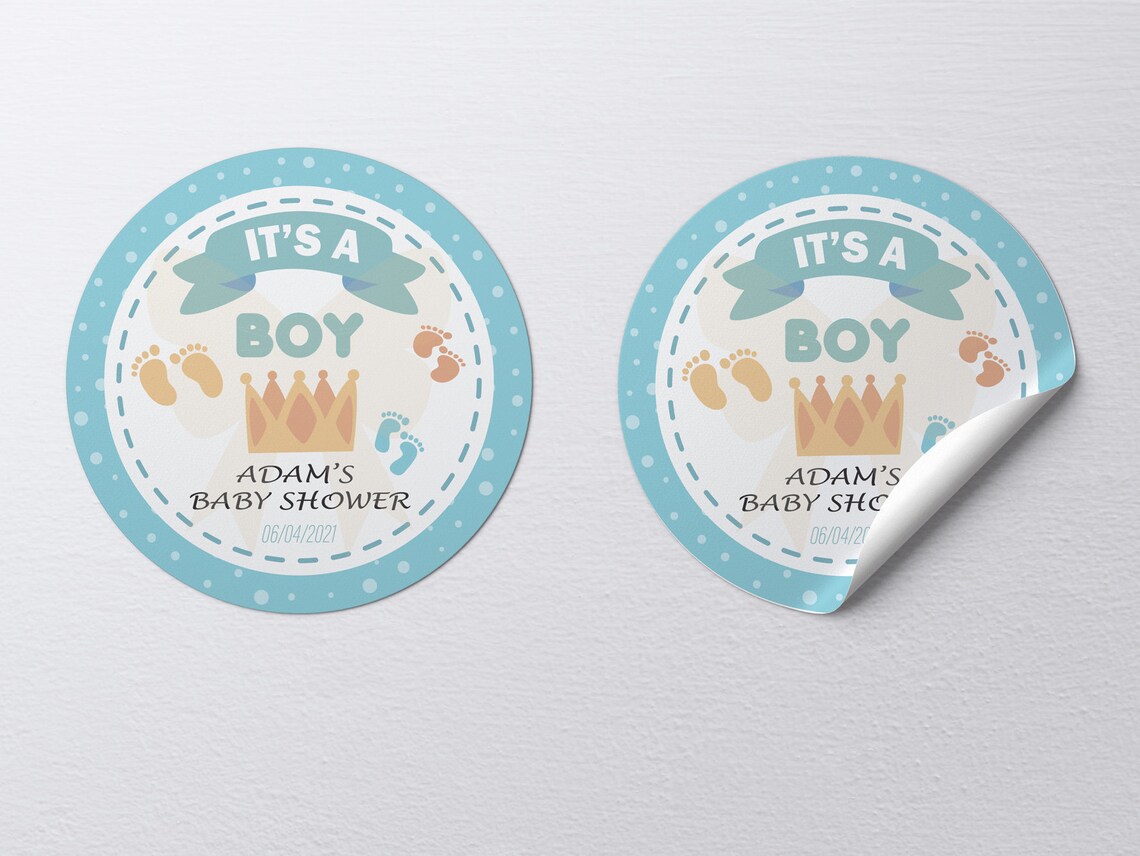 Personalised boy baby shower stickers Etsy