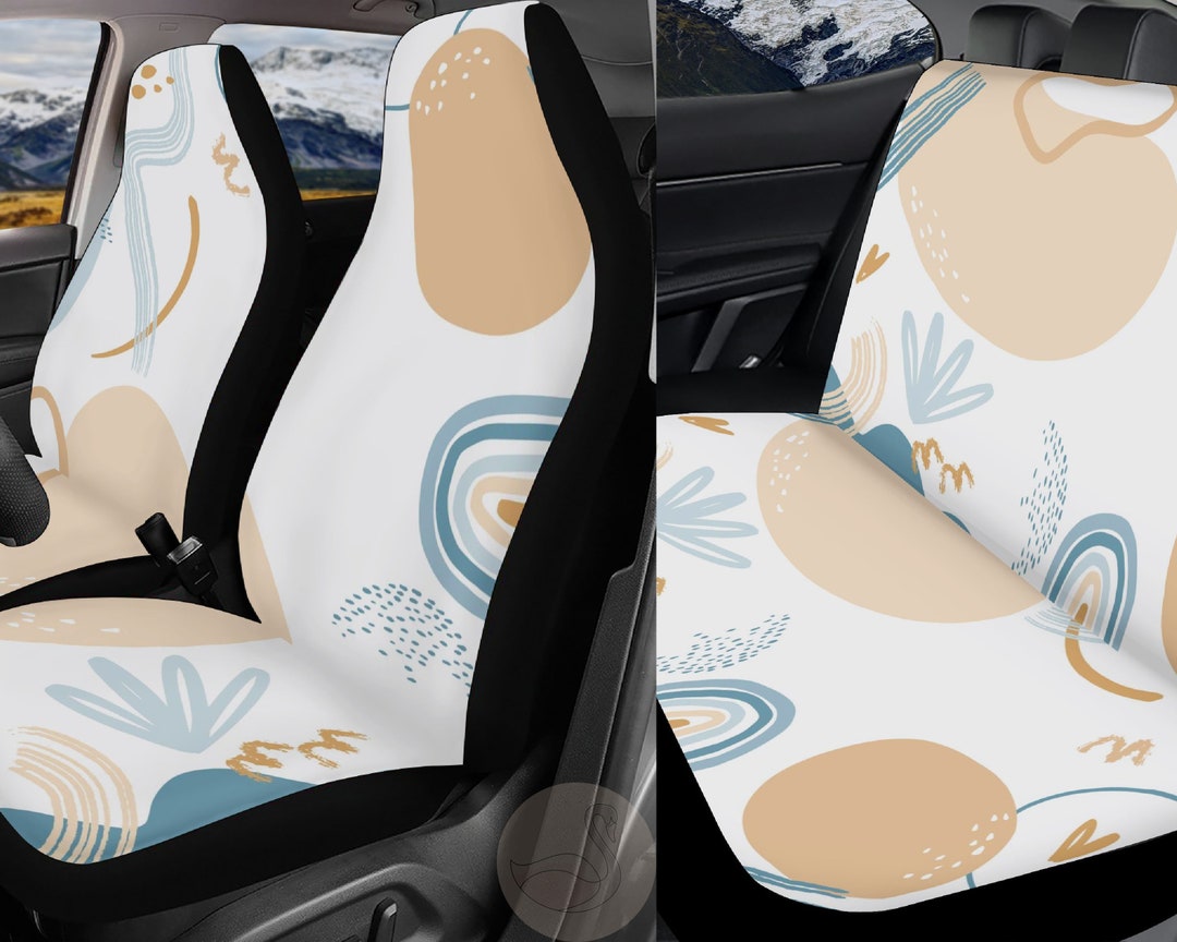 Car Seat Cover for Vehicle Full Set, Boho Pastel Car Seat Cover Set for