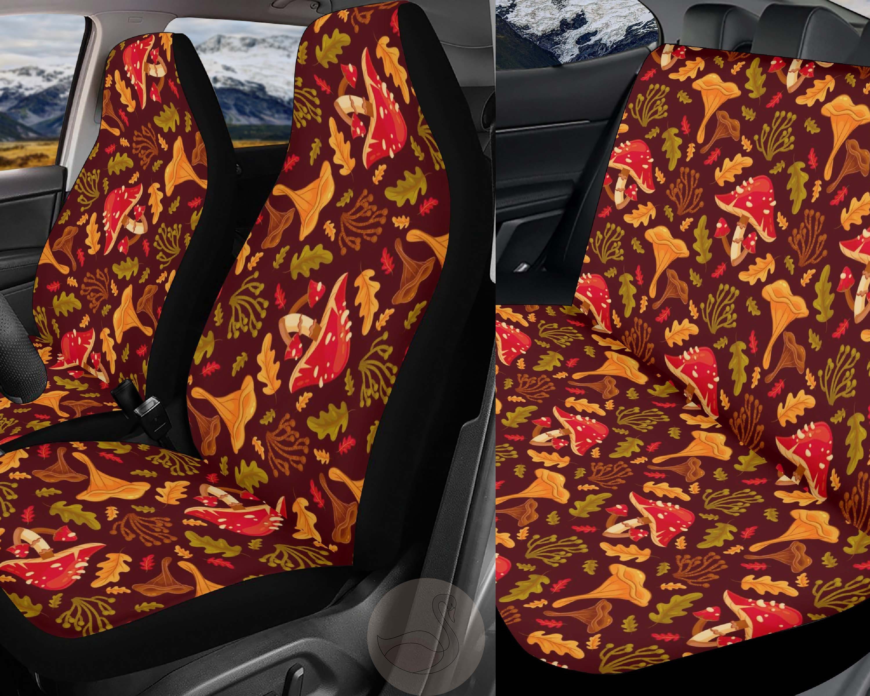 Retro Mid Mod Car Seat Covers, Orange, Flower Power, Mod Daisy, Hipster,  Groovy Car Accessories 