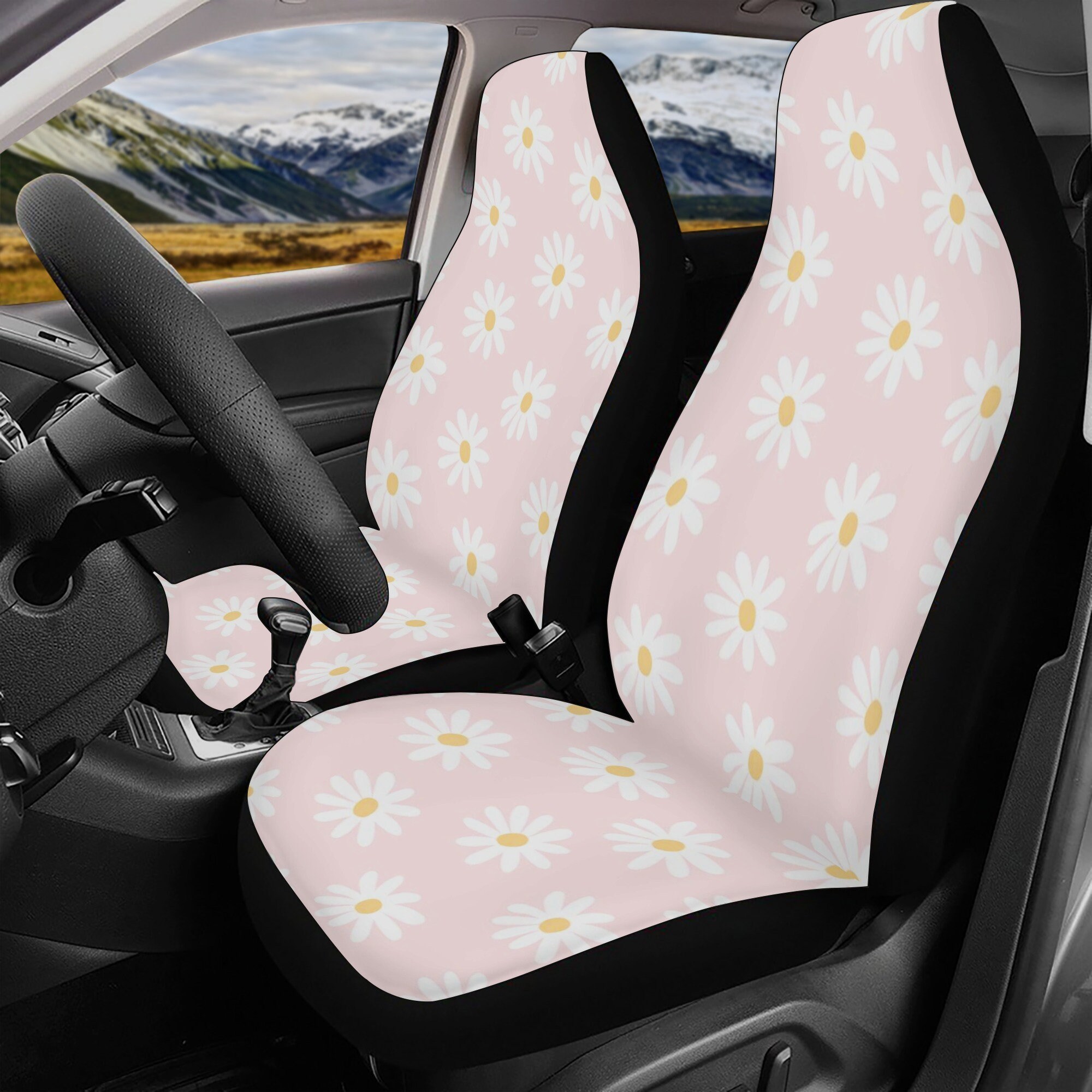 Kawaii Daisy Car Seat Covers Pink Cute Seat Cover for Car Etsy