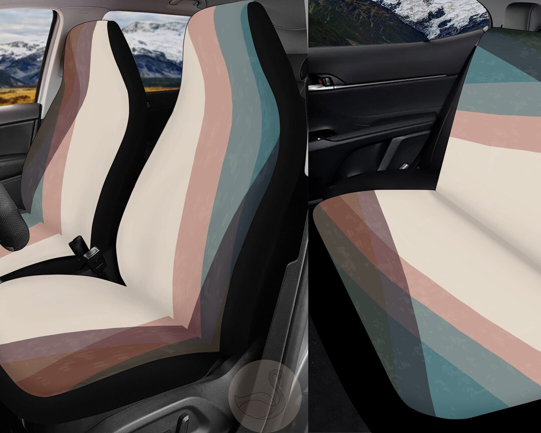 Boho Pastel Car Seat Covers, Cute Seat Cover for Car Full Set, Front