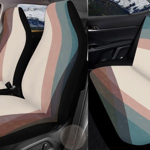 Boho Pastel Car Seat Covers, Cute Seat Cover for Car Full Set, Front Back Car Interior Decor, Seat Cover for Vehicle